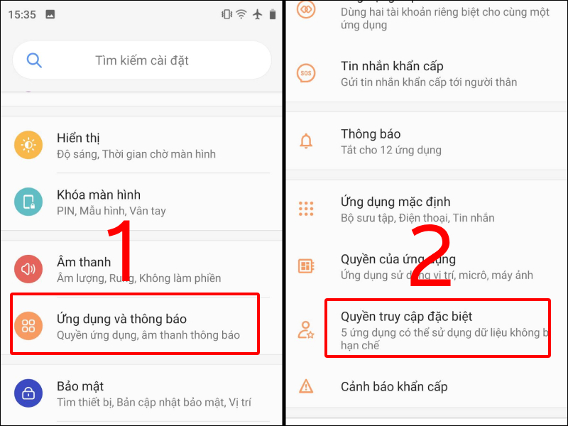 Bạn nhấn chọn Quyền truy cập SMS cao cấp 